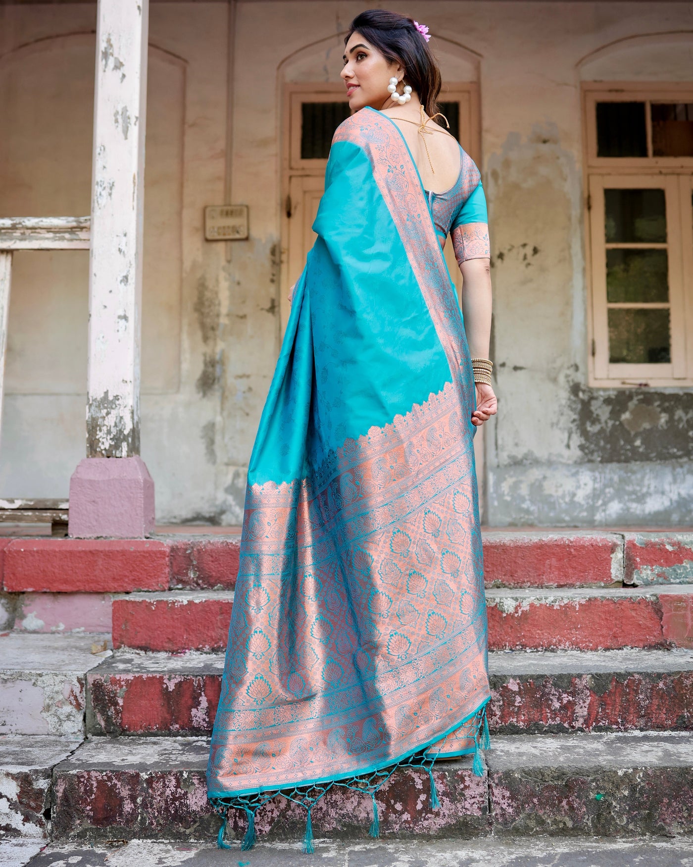 Pure Gaji Silk Saree Weaved With  Zari Comes With Tassels