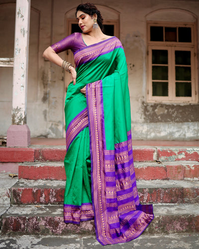 Pure Banarasi Silk Saree Weaved With Zari Comes With Heavy Banarasi Brocade Blouse