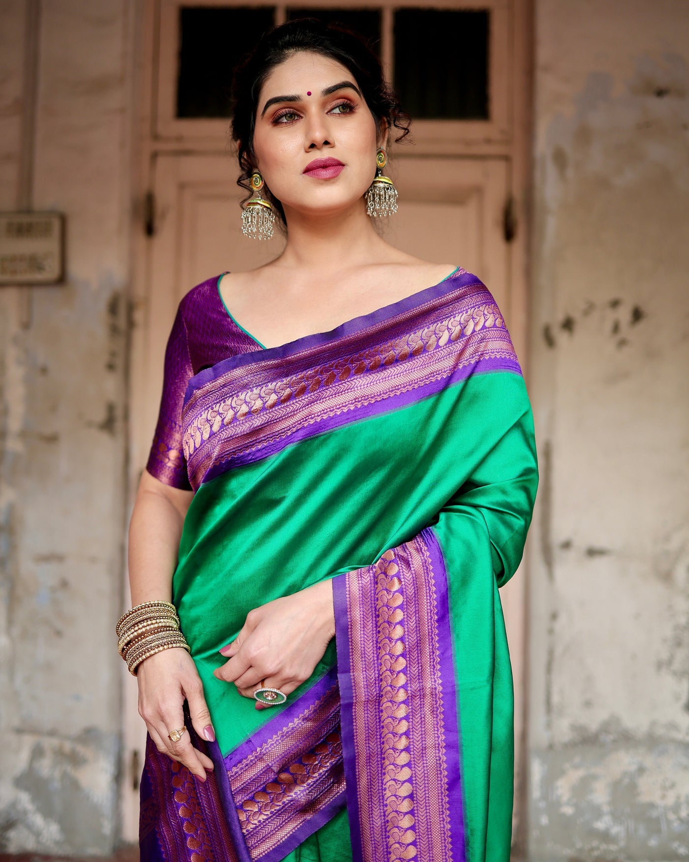 Pure Banarasi Silk Saree Weaved With Zari Comes With Heavy Banarasi Brocade Blouse - Almaari Fashion