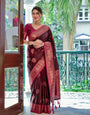 Pure Gaji Silk Saree Weaved With  Zari Comes With Tassels