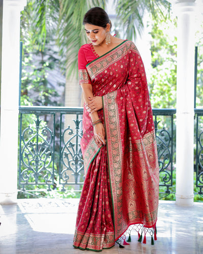 Pure Gaji Silk Saree Weaved With  Zari Comes With Tassels