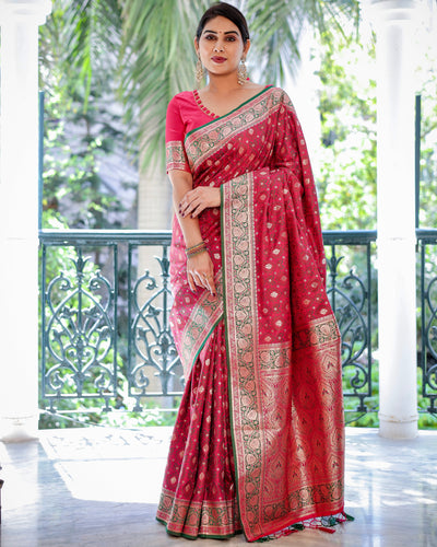 Pure Gaji Silk Saree Weaved With  Zari Comes With Tassels