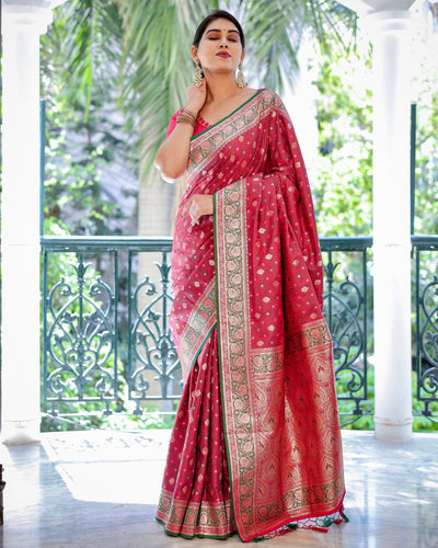 Pure Gaji Silk Saree Weaved With  Zari Comes With Tassels