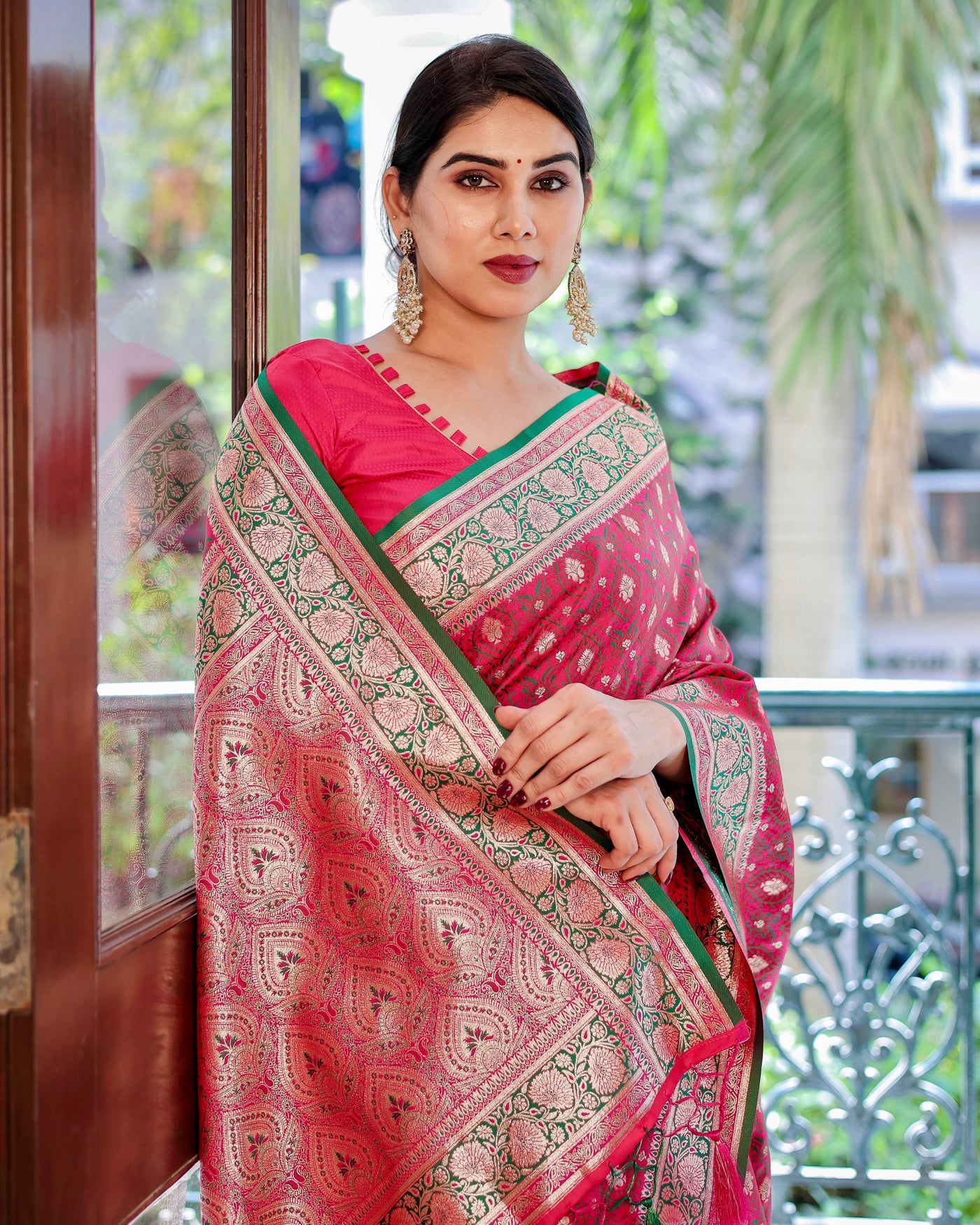 Pure Gaji Silk Saree Weaved With  Zari Comes With Tassels