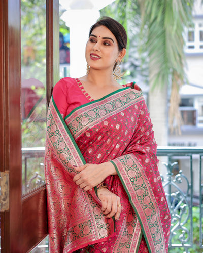 Pure Gaji Silk Saree Weaved With  Zari Comes With Tassels