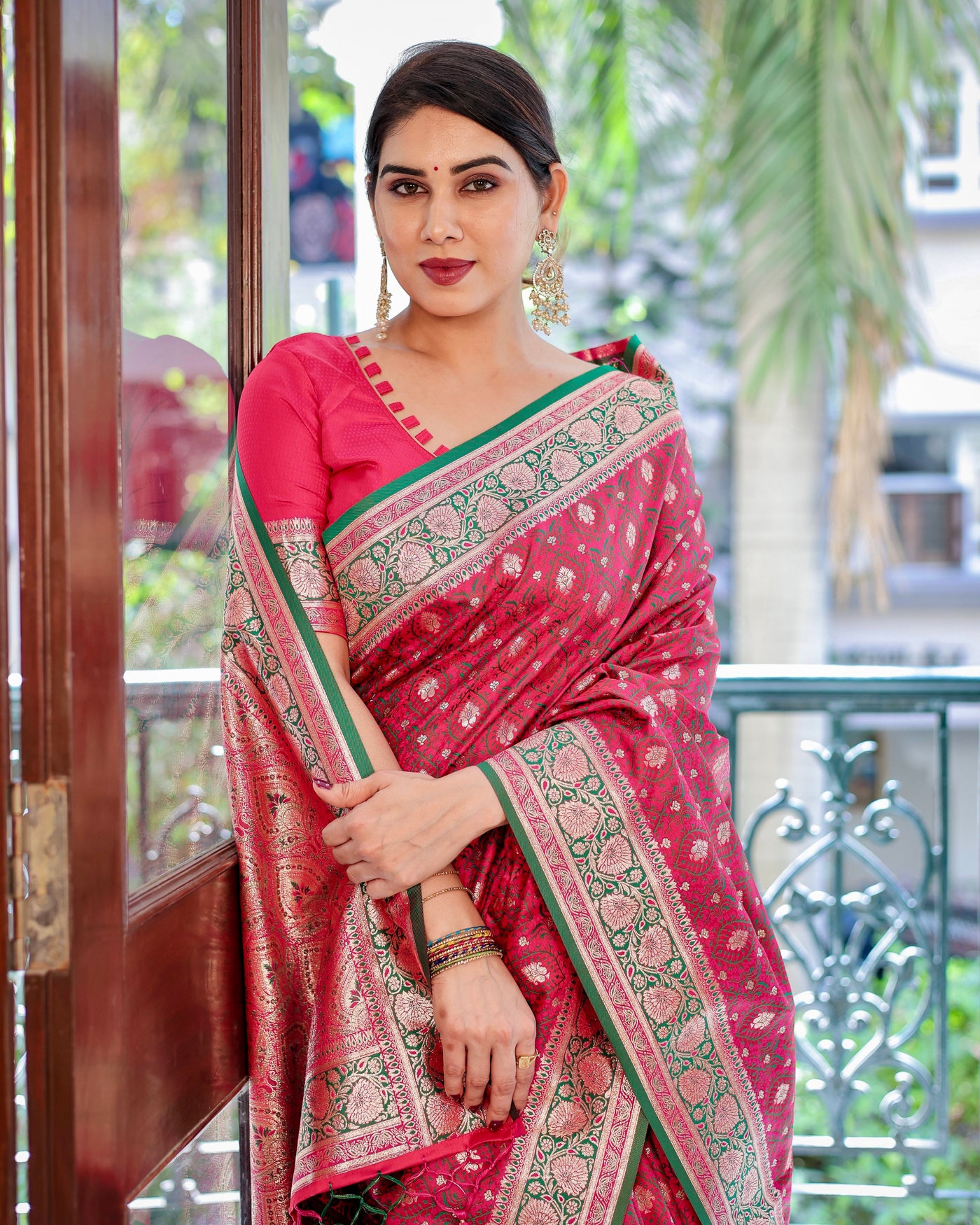 Pure Gaji Silk Saree Weaved With  Zari Comes With Tassels