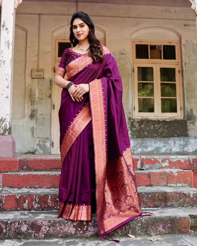 Pure Gaji Silk Saree Weaved With  Zari Comes With Tassels - Almaari Fashion