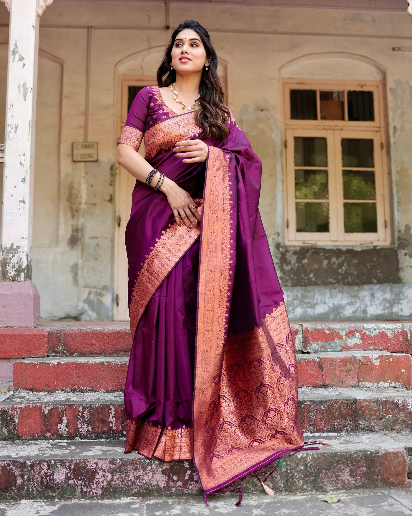 Pure Gaji Silk Saree Weaved With  Zari Comes With Tassels