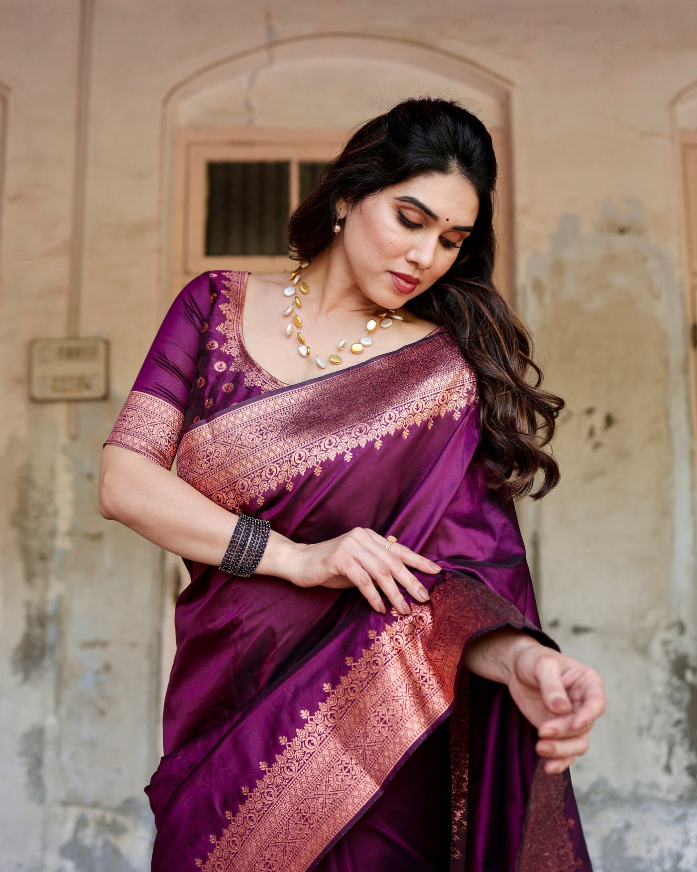 Sumptuous Wine Pure Kanjivaram Silk Saree With Attractive Blouse Piece