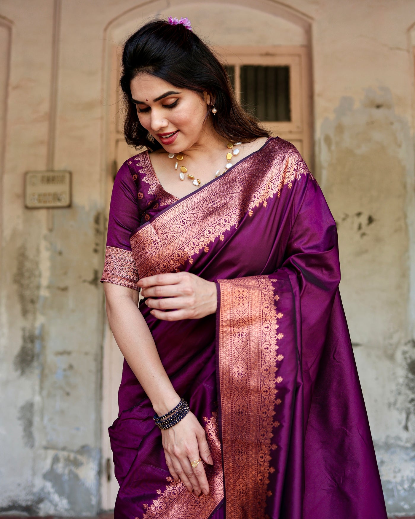 Sumptuous Wine Pure Kanjivaram Silk Saree With Attractive Blouse Piece