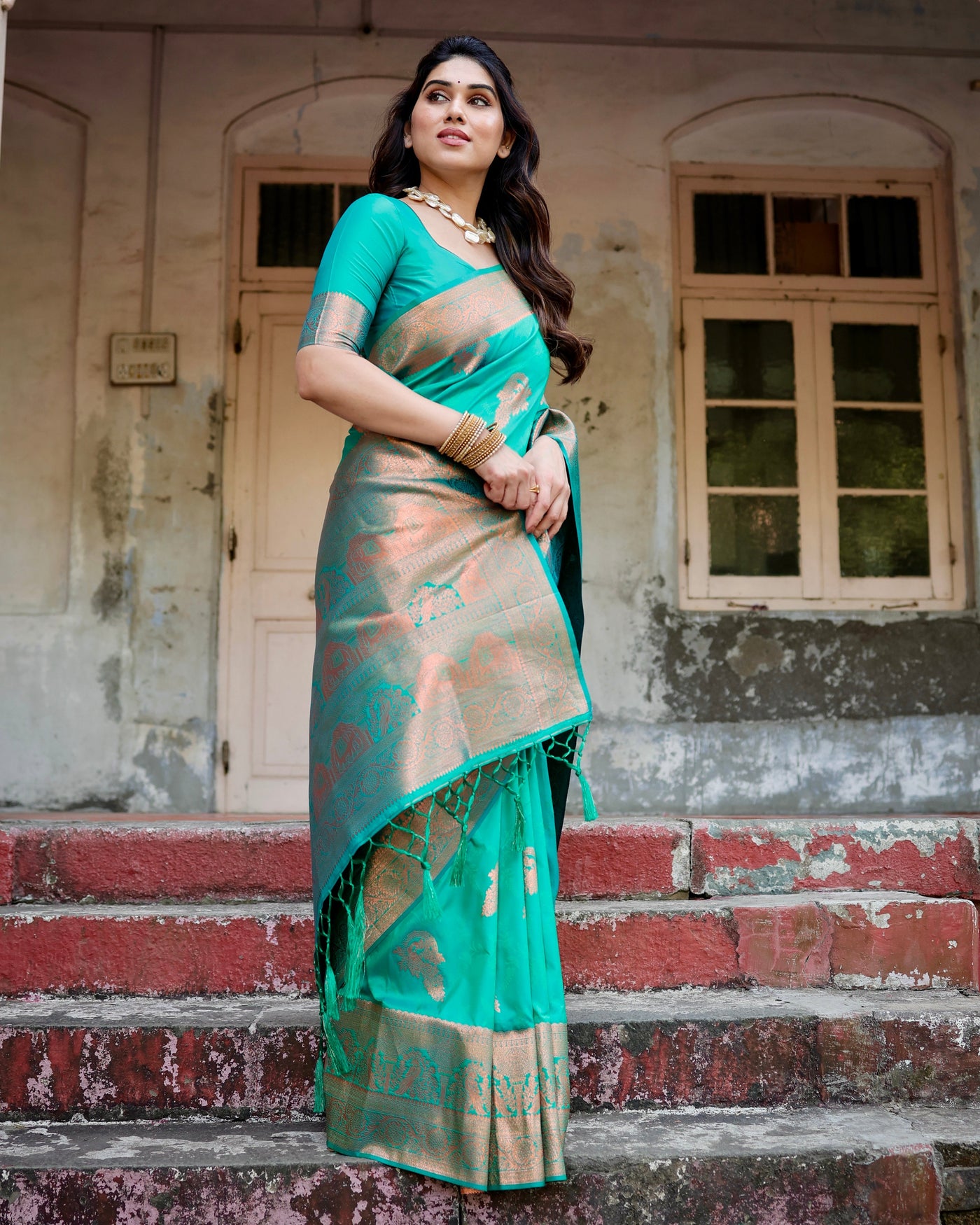 Pure Gaji Silk Saree Weaved With  Zari Comes With Tassels