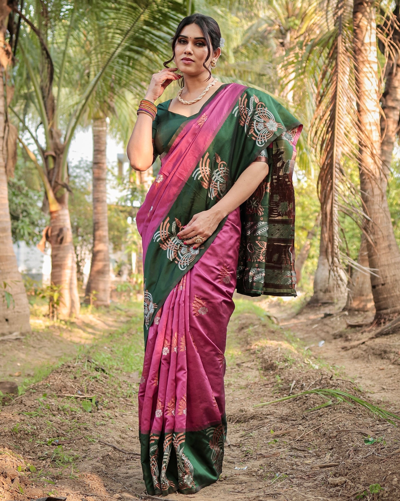 Pure Banarasi Silk Saree Weaved With Zari Comes With Heavy Banarasi Brocade Blouse - Almaari Fashion