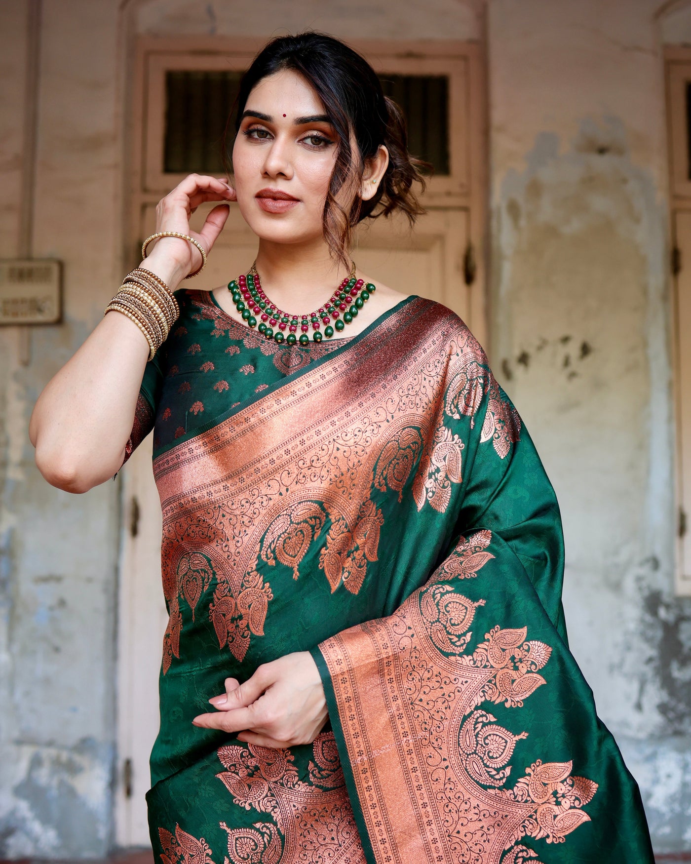 Pure Gaji Silk Saree Weaved With  Zari Comes With Tassels