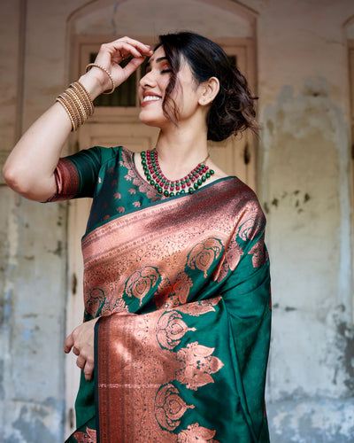 Pure Gaji Silk Saree Weaved With  Zari Comes With Tassels - Almaari Fashion