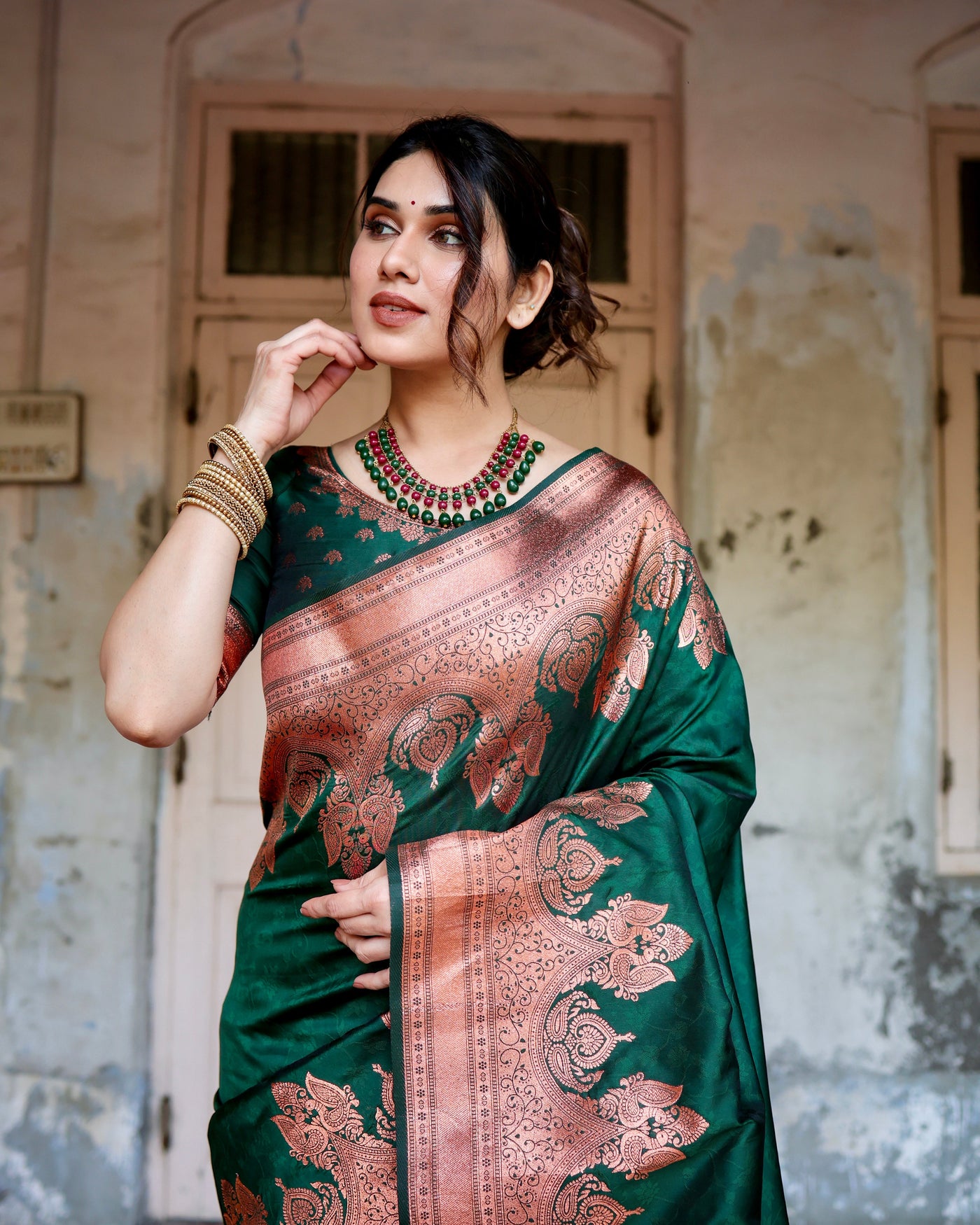 Pure Gaji Silk Saree Weaved With  Zari Comes With Tassels