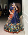 Royal Midnight Blue & Rust Kalamkari Tussar Silk Lehenga Set – A Statement of Cultural Grandeur