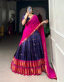 Royal Navy Blue & Rani Pink Paithani Cotton Silk Lehenga Choli with Georgette Dupatta