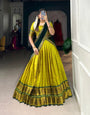 Golden Yellow & Green Paithani Weaving Silk Lehenga Set – Regal Elegance for Festive & Wedding Wear