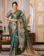 Rama Color Pure Organza Saree Adorned with Zari Weaving, Complete with Matching Blouse Piece