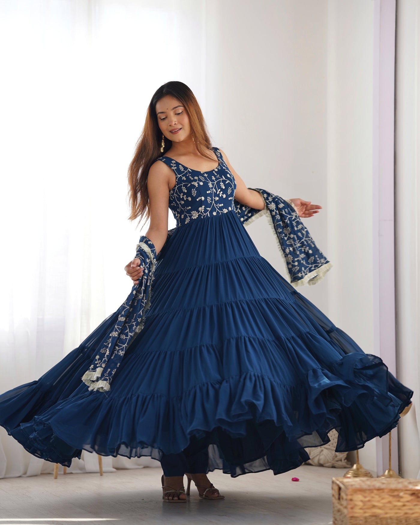 Navy Blue Elegance – A Mesmerizing Pure Soft Fox Georgette Anarkali Set