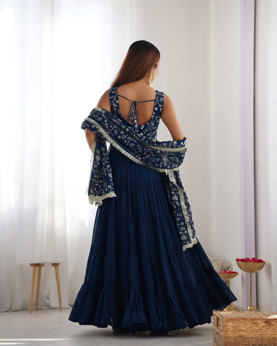 Navy Blue Elegance – A Mesmerizing Pure Soft Fox Georgette Anarkali Set