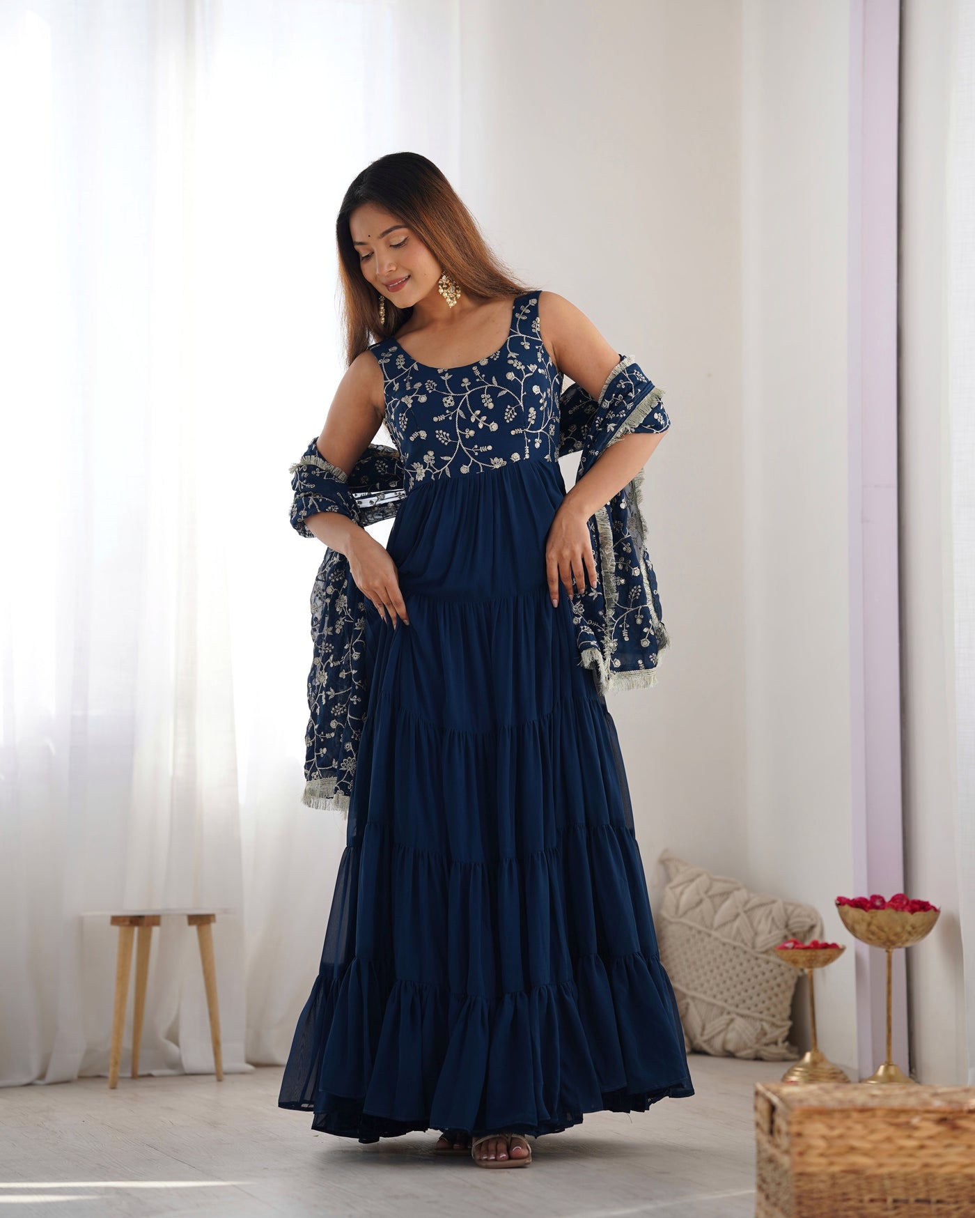 Navy Blue Elegance – A Mesmerizing Pure Soft Fox Georgette Anarkali Set