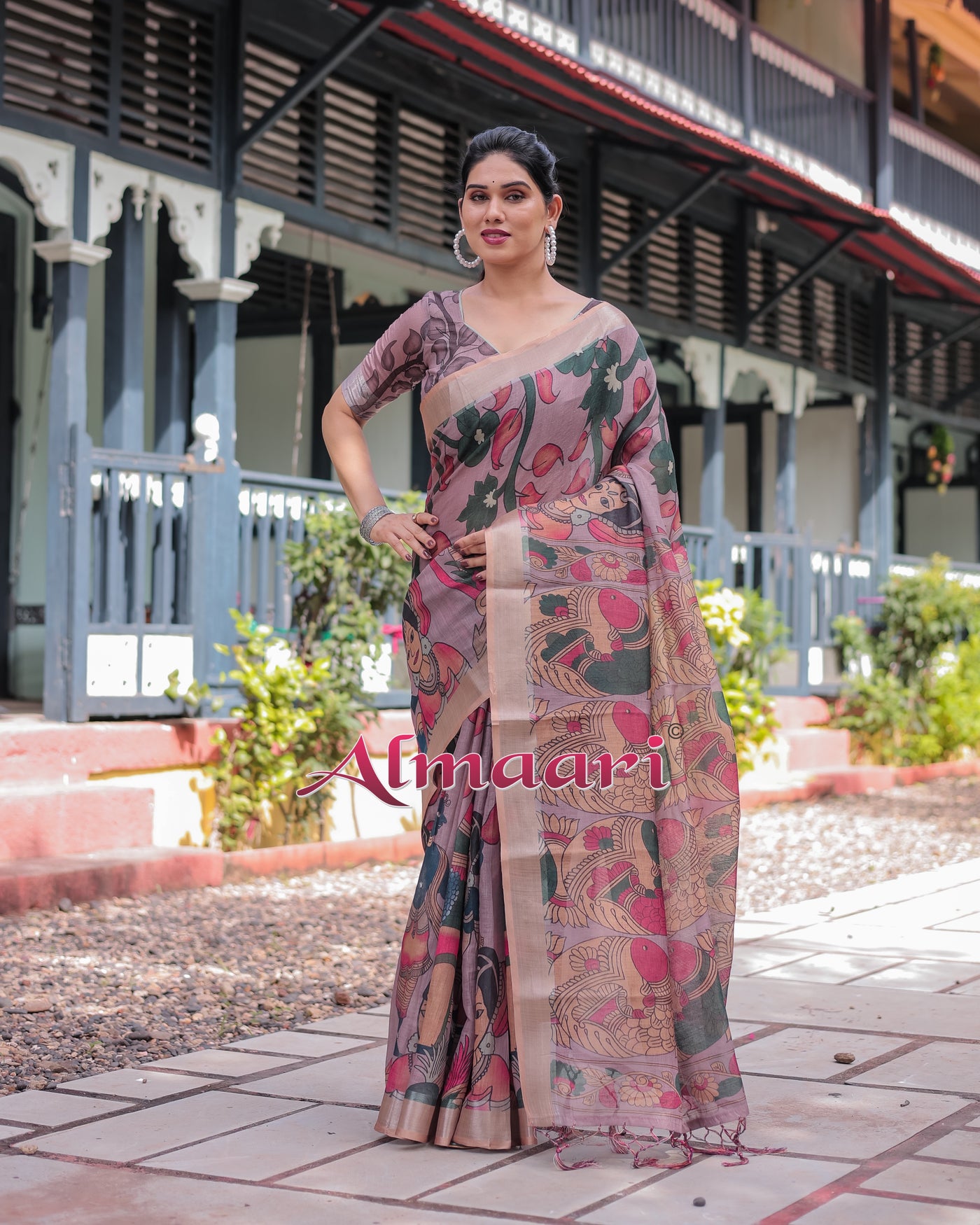 Pure Cotton Linen Saree Weaved With  Zari Comes With Tassels