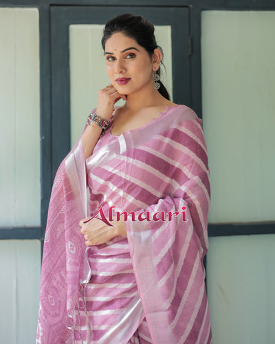 Pure Cotton Linen Saree Weaved With  Zari Comes With Tassels