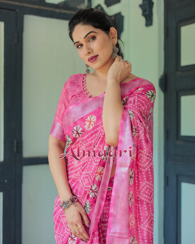 Pure Cotton Linen Saree Weaved With  Zari Comes With Tassels