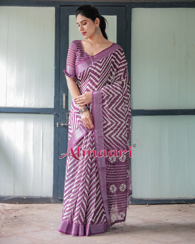 Pure Cotton Linen Saree Weaved With  Zari Comes With Tassels