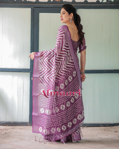 Pure Cotton Linen Saree Weaved With  Zari Comes With Tassels