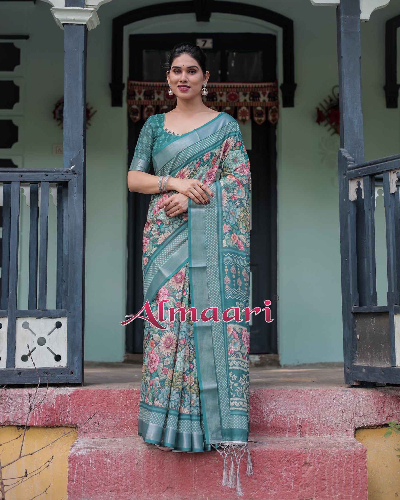 Pure Cotton Linen Saree Weaved With  Zari Comes With Tassels