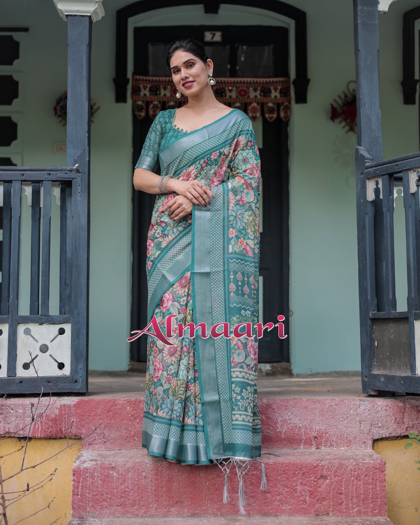 Pure Cotton Linen Saree Weaved With  Zari Comes With Tassels