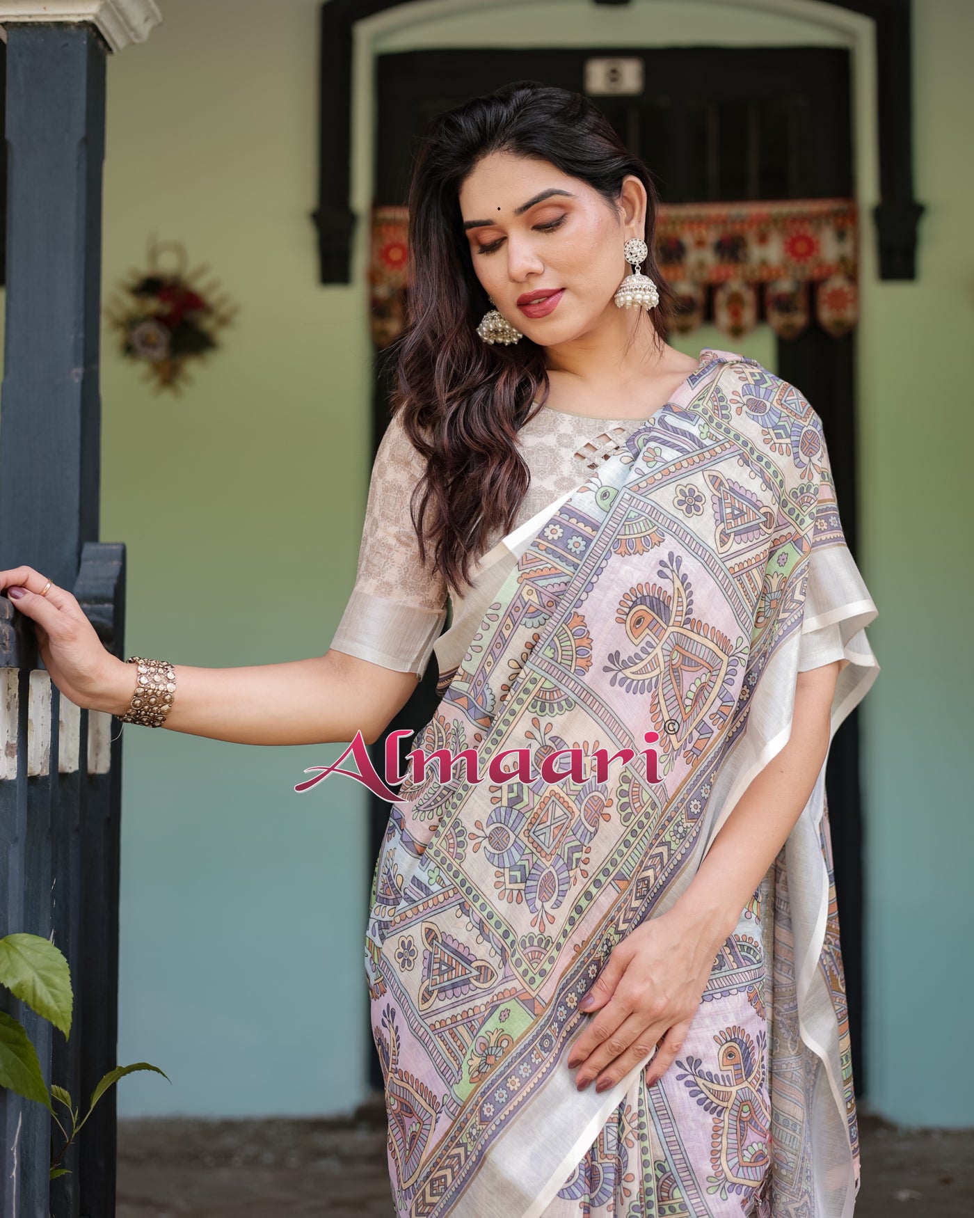 Pure Cotton Linen Saree Weaved With  Zari Comes With Tassels