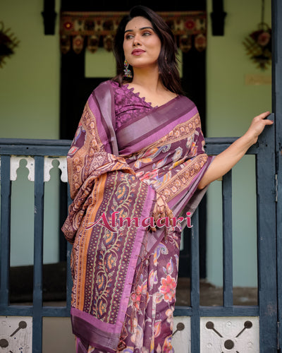 Pure Cotton Linen Saree Weaved With  Zari Comes With Tassels