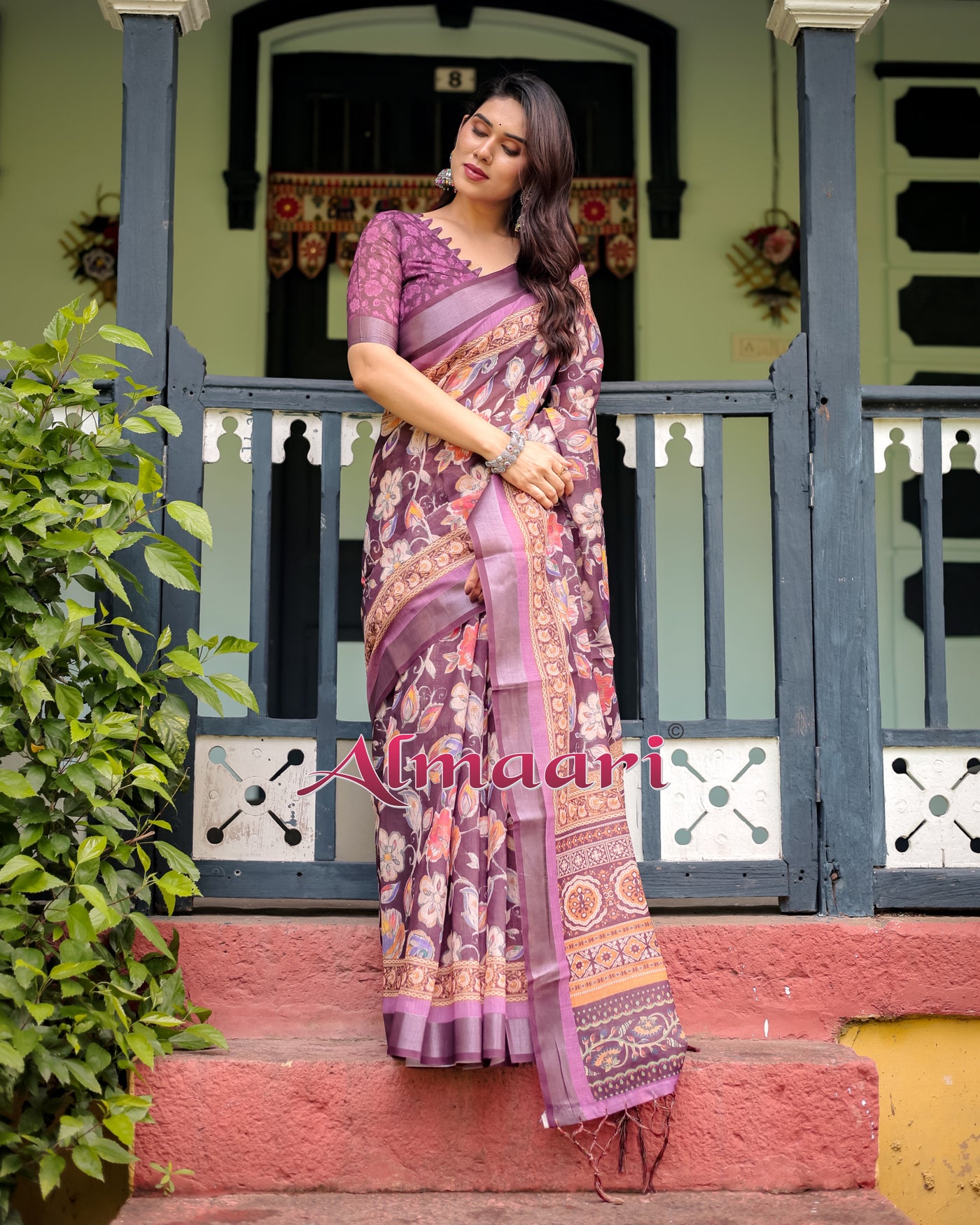 Pure Cotton Linen Saree Weaved With  Zari Comes With Tassels