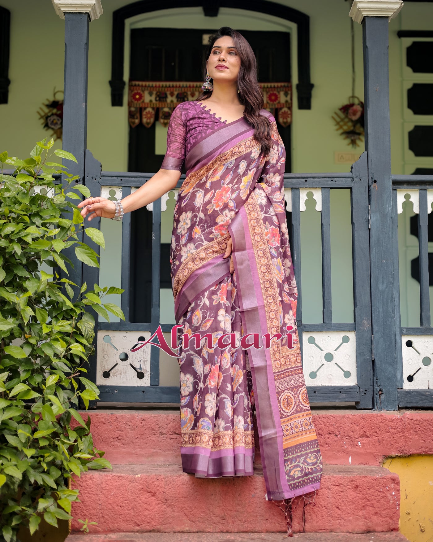 Pure Cotton Linen Saree Weaved With  Zari Comes With Tassels