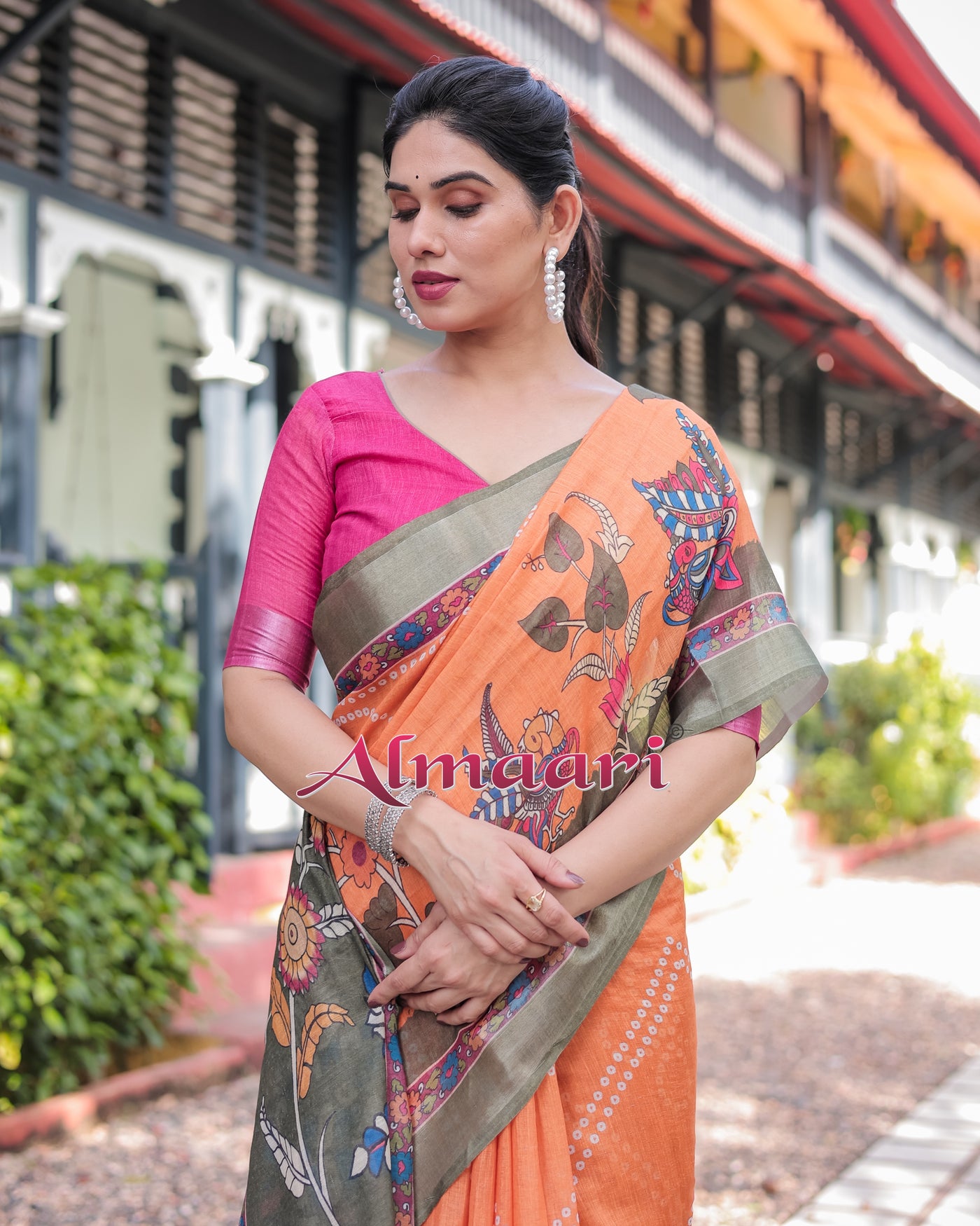 Pure Cotton Linen Saree Weaved With  Zari Comes With Tassels