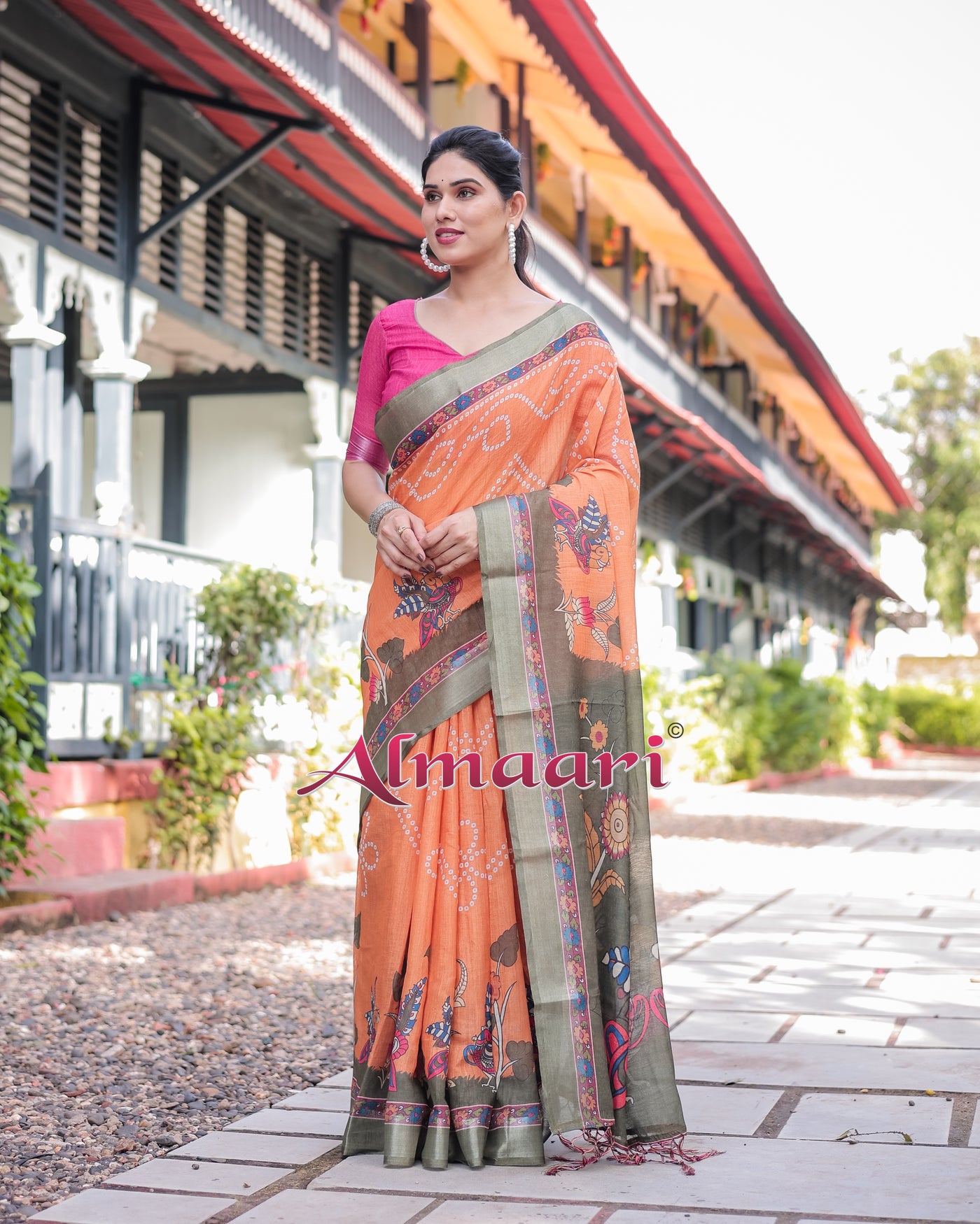 Pure Cotton Linen Saree Weaved With  Zari Comes With Tassels