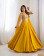 Radiant Yellow Pure Soft Fox Georgette Embroidered Lehenga Choli – 8 Meter Flair