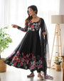 Timeless Floral Printed Organza Anarkali Suit Set – Perfect for the Festive and Wedding Season