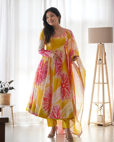 Vibrant Lightweight Organza Silk Anarkali Set – Effortless Elegance for Weddings & Festivities