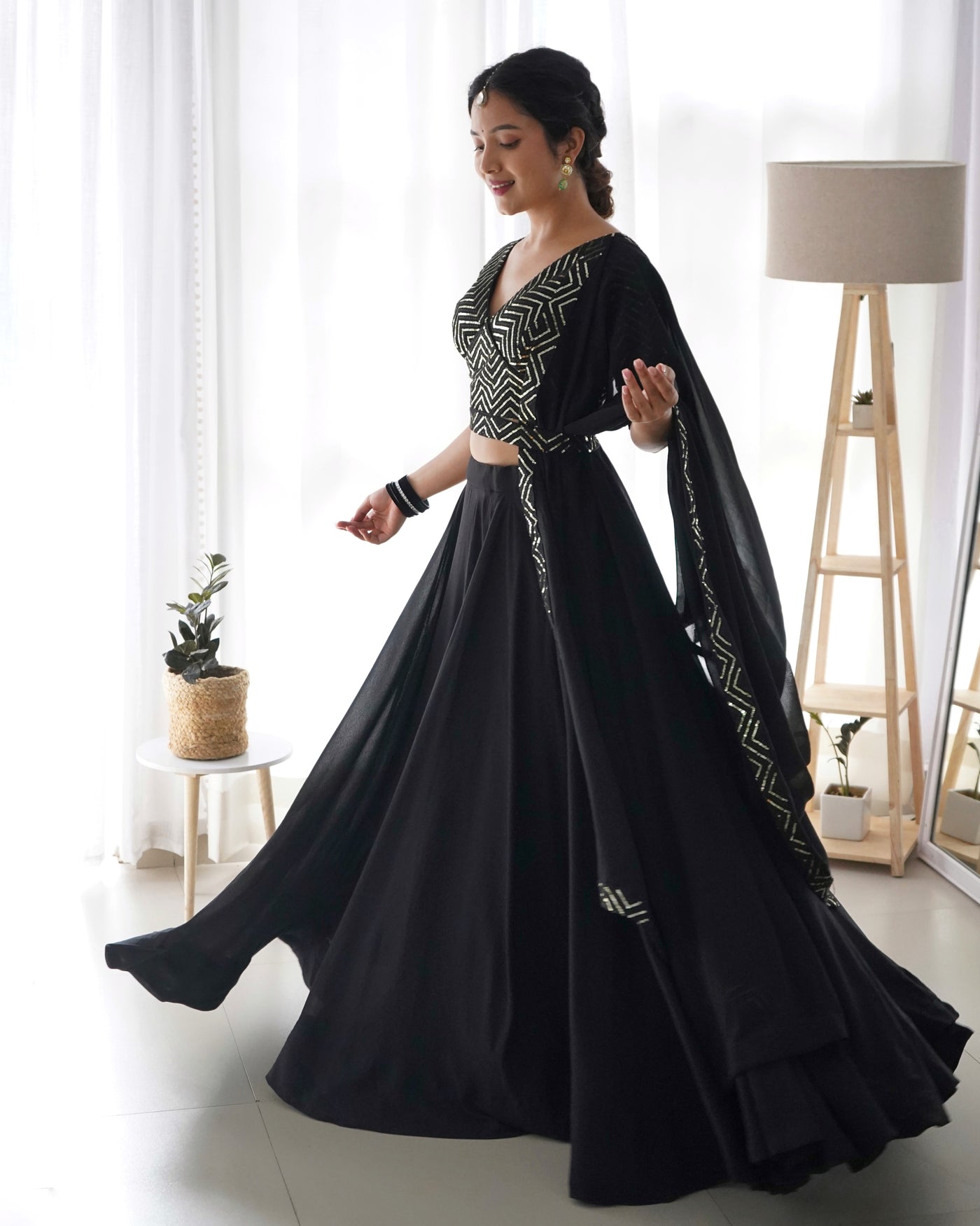 Pure Soft Fox Georgette Fabric Lehenga Choli, Fully Stitched with Fancy Designer Blouse and Dupatta - Complete Ready to Wear - Almaari Fashion