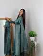 Rama & Copper Zari Combination Pure Kanjivaram Silk Saree Stylish Blouse Piece