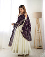 Regal Purple Vichitra Silk Anarkali with Embroidered Dupatta