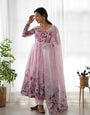 Colorful Lightweight Organza Silk Anarkali Set with Dupatta & Pants – Perfect for Festivities!