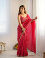 Elegant Pink Gold Crush Tissue Silk Ready-to-Wear Saree