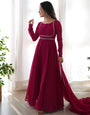 Presenting new georgette Anarkali gown with dupatta full set and pants, ready to wear