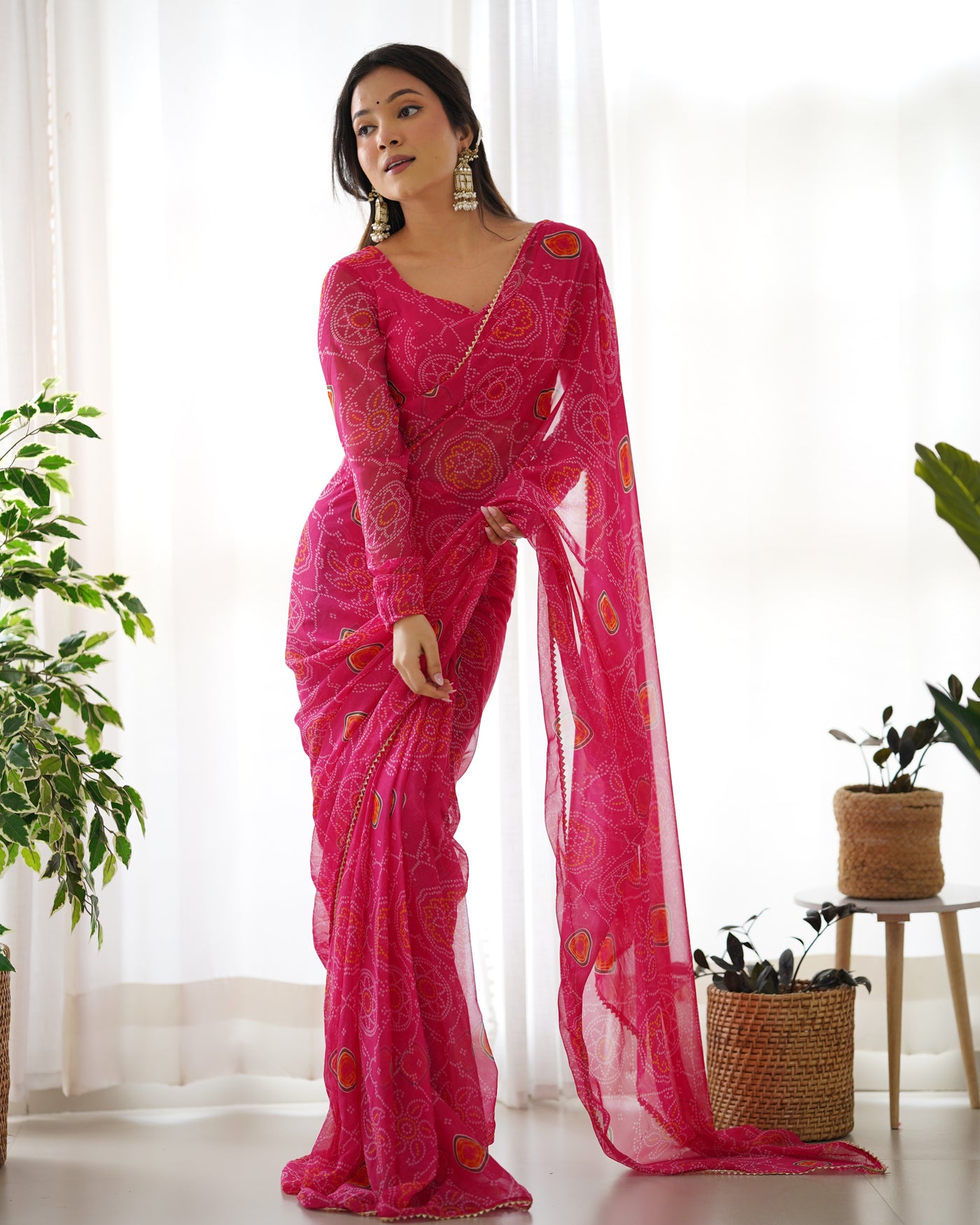 Ready-to-Wear Pre-Draped Lightweight Chiffon Saree. - Almaari Fashion