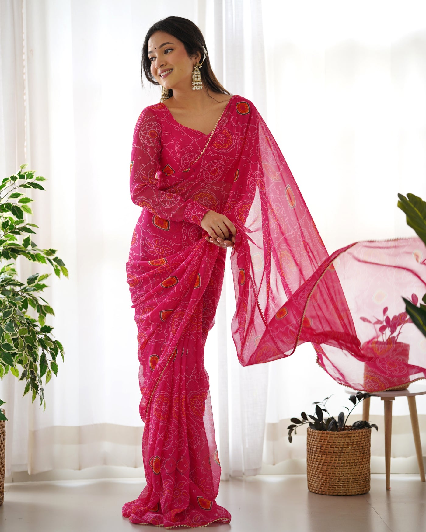 Ready-to-Wear Pre-Draped Lightweight Chiffon Saree. - Almaari Fashion